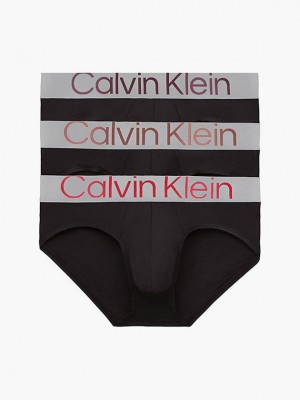 Black Calvin Klein 3 Pack - Steel Micro Men Briefs | PNHU-24670