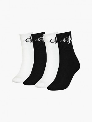 Black Calvin Klein 4 Pack Crew Gift Set Women Socks | EKOS-82410