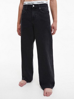 Black Calvin Klein 90's Loose Men Jeans | LUAP-57423