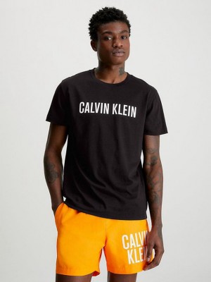 Black Calvin Klein Beach - Intense Power Men T-Shirt | USZR-70368