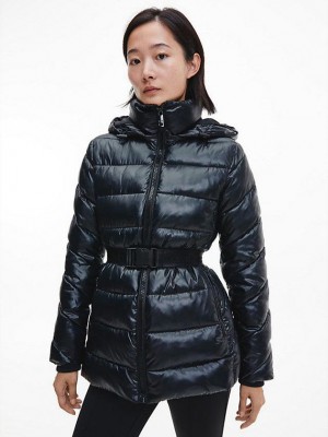 Black Calvin Klein Belted Women Jacket | SDKJ-31289