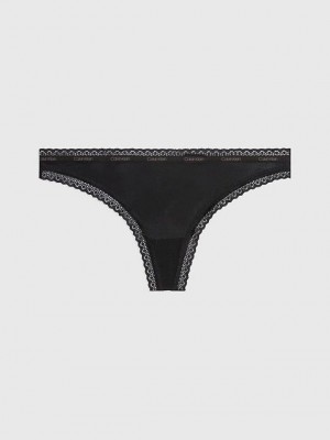 Black Calvin Klein Bottoms Up Women Thong | CRFV-90627