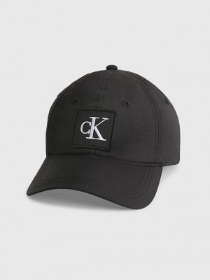 Black Calvin Klein CK Nylon Men Cap | OZWT-34561