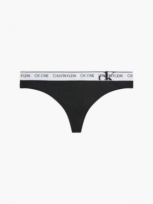 Black Calvin Klein CK One Women Thong | MFVS-05791