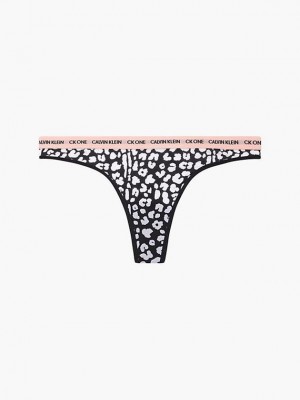 Black Calvin Klein CK One Women Thong | VOZY-80164