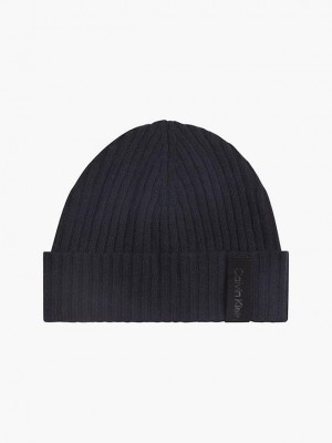 Black Calvin Klein Cashmere Men Beanie | VWDZ-20319
