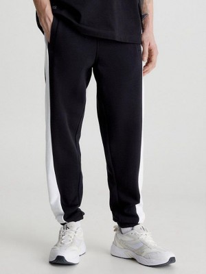 Black Calvin Klein Colour Block Men Joggers | QIEN-41820