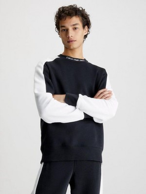 Black Calvin Klein Colour Block Men Sweatshirt | EZTF-78913
