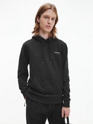 Black Calvin Klein Cotton Men Hoodie | ILUB-71804