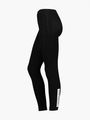 Black Calvin Klein Cotton Stretch Logo Women Leggings | YGEV-87921