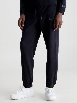 Black Calvin Klein Cotton Terry Men Joggers | HLNZ-42638