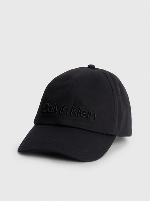 Black Calvin Klein Cotton Twill Men Cap | QNUC-72109