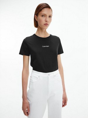 Black Calvin Klein Cotton Women T-Shirt | EJKO-82564