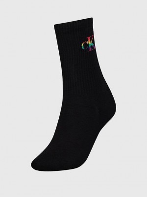 Black Calvin Klein Crew - Pride Women Socks | YKAZ-97815