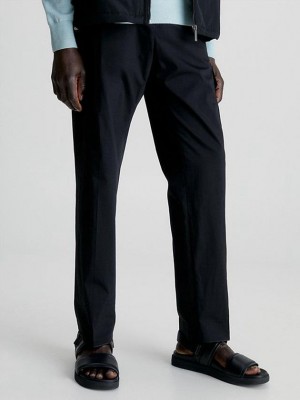 Black Calvin Klein Crinkle Stretch Cargo Men Pants | SYQE-26390