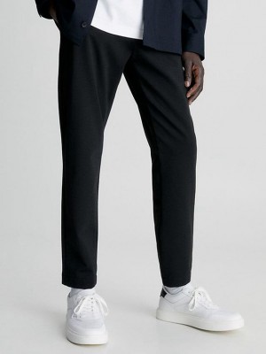 Black Calvin Klein Cropped Tapered Men Pants | CBZY-86931