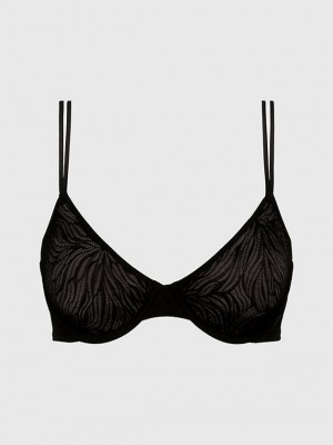 Black Calvin Klein Demi - Sheer Marquisette Women Bra | INPH-56941