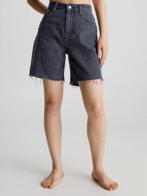 Black Calvin Klein Denim Bermuda Mom Women Shorts | BMZD-61450