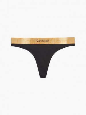 Black Calvin Klein Embossed Icon Women Thong | FVWY-02986