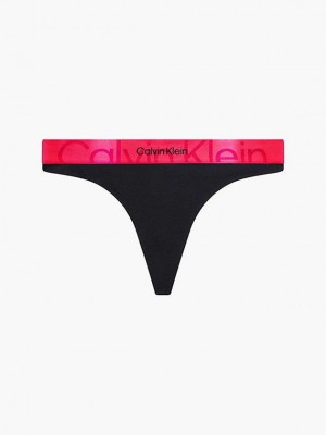Black Calvin Klein Embossed Icon Women Thong | YMGH-28439
