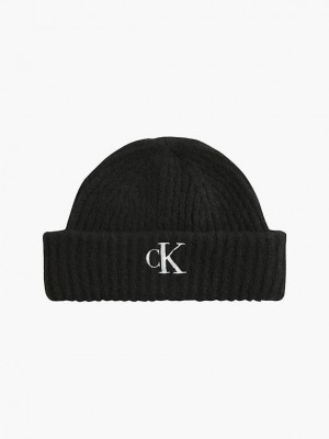 Black Calvin Klein Fisherman Women Beanie | OJEM-76405
