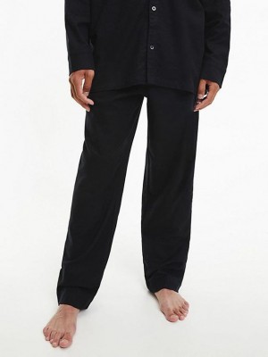 Black Calvin Klein Flannel Pyjama Men Pants | PCOU-69350