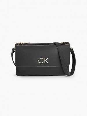 Black Calvin Klein Flat Crossbody Women Bags | DWRZ-26501