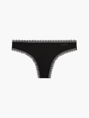 Black Calvin Klein Flirty Women Thong | RKLY-96045