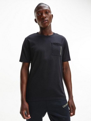 Black Calvin Klein Gym Men T-Shirt | GMDX-07615
