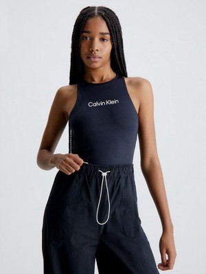 Black Calvin Klein Gym Tank Women Top | XCRQ-65409