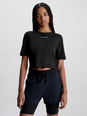 Black Calvin Klein Gym Women T-Shirt | POJV-98135