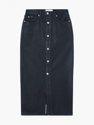 Black Calvin Klein High Rise Denim Maxi Women Skirt | MFZC-13758