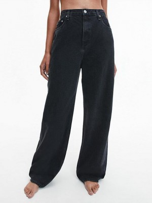 Black Calvin Klein High Rise Relaxed Women Jeans | LJIB-30254