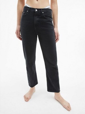 Black Calvin Klein High Rise Straight Ankle Women Jeans | UCXI-76243