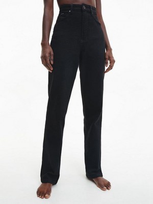 Black Calvin Klein High Rise Straight Women Jeans | NTRP-19823