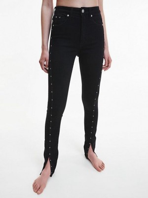 Black Calvin Klein High Rise Super Skinny Women Jeans | DVOS-32948