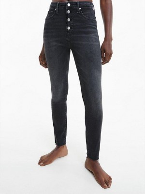 Black Calvin Klein High Rise Super Skinny Ankle Women Jeans | HBIR-85412