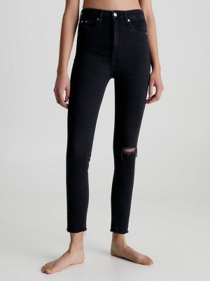 Black Calvin Klein High Rise Super Skinny Ankle Women Jeans | VGFA-81043