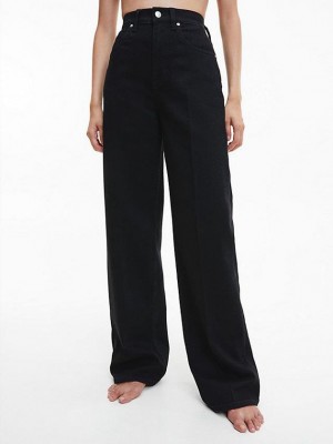 Black Calvin Klein High Rise Wide Leg Women Jeans | WSBY-47365