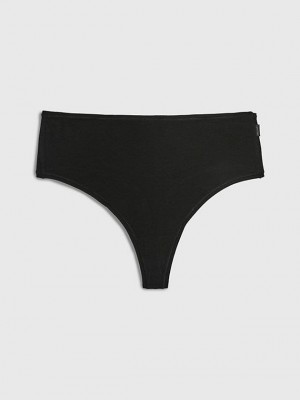 Black Calvin Klein High Waisted - Flex Fit Women Thong | ZOEF-19420