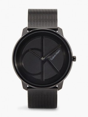 Black Calvin Klein Iconic Mesh Women Watch | WJXB-68104
