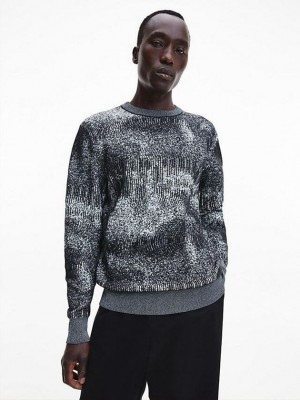 Black Calvin Klein Jacquard Men Sweater | LIDE-35196