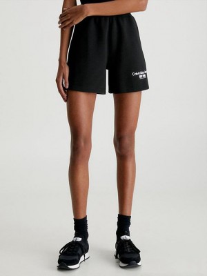 Black Calvin Klein Jogger Women Shorts | SFOG-56341