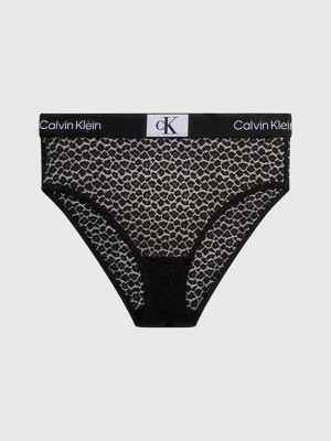 Black Calvin Klein Lace High Waisted Bikini - Ck96 Women Briefs | MKQH-10827