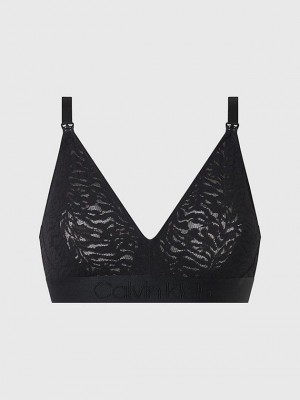 Black Calvin Klein Lace Maternity Women Bra | RWQN-08692