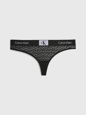 Black Calvin Klein Lace - Ck96 Women Thong | WQYV-38597