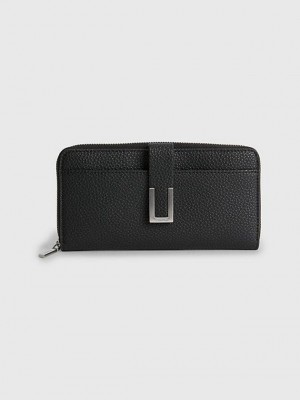 Black Calvin Klein Large Recycled Rfid Zip Around Women Wallet | AKSF-05684