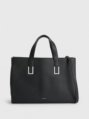 Black Calvin Klein Large Recycled Tote Women Bags | MUZJ-38502