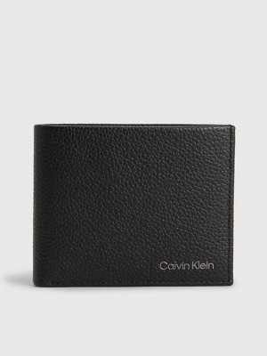 Black Calvin Klein Leather And Keyring Gift Set Men Wallet | QMEK-56231