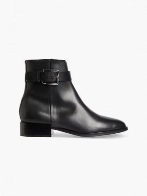 Black Calvin Klein Leather Ankle Women Boots | FXBP-68430